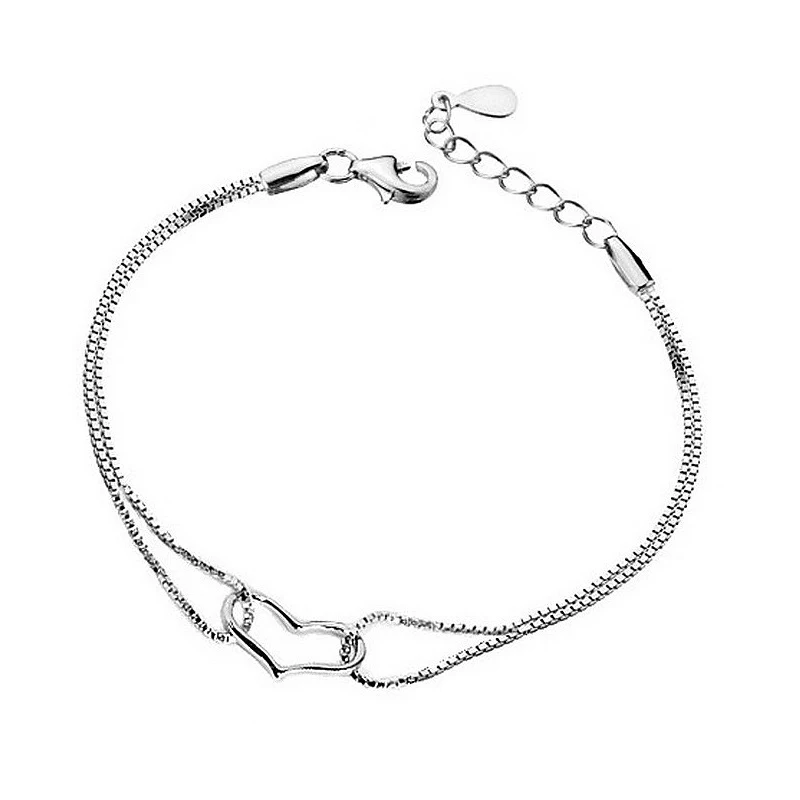 

Hainon Heart shape pendant charm  fashion women silver bracelet wholesale