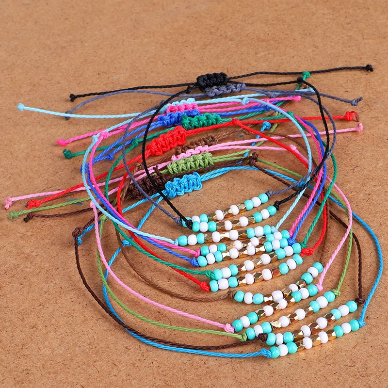 

Wholesale Colorful Delicate Braided Cord Beads Bracelet Jewelry For Women Gift 2019, As picture