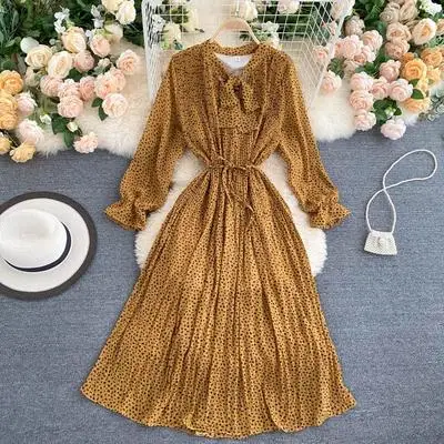 

2021 New Design Women Korean Spring Fashion Floral Printed Chiffon Maxi Dress