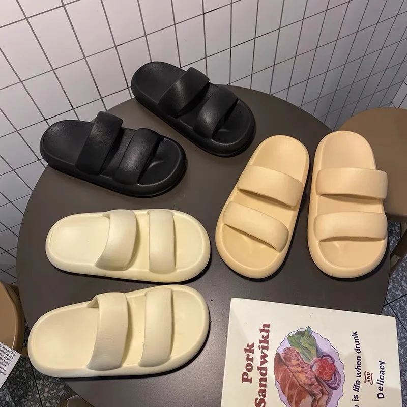 

2021 fashion trendy EVA two bands cloud soft women's flat home house bedroom summer beach slippers for woman