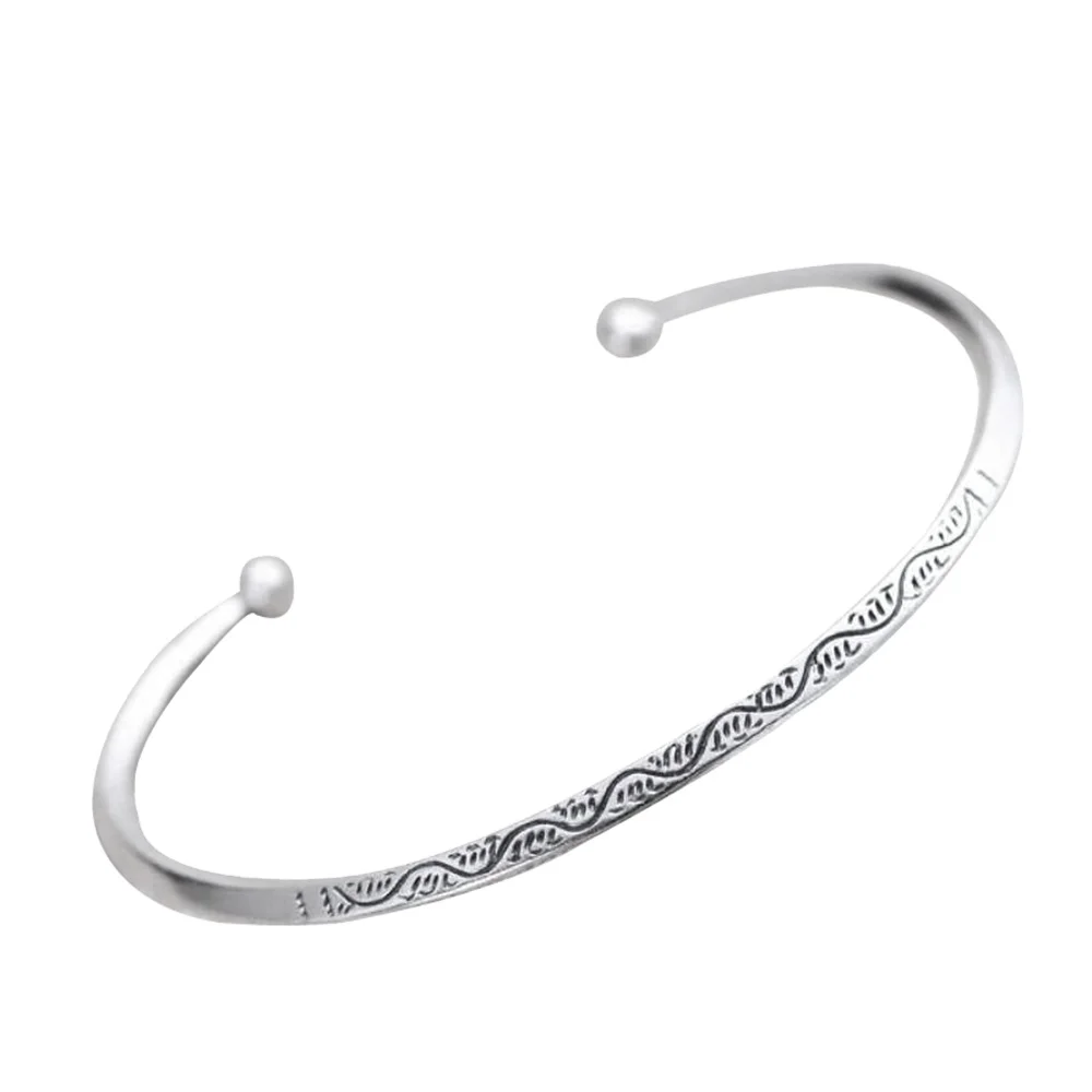

Real Solid 925 Sterling Silver Bangles Women Double Wave Carved Vintage Openning Type Adjustable Jewelry Bangle & Bracelets