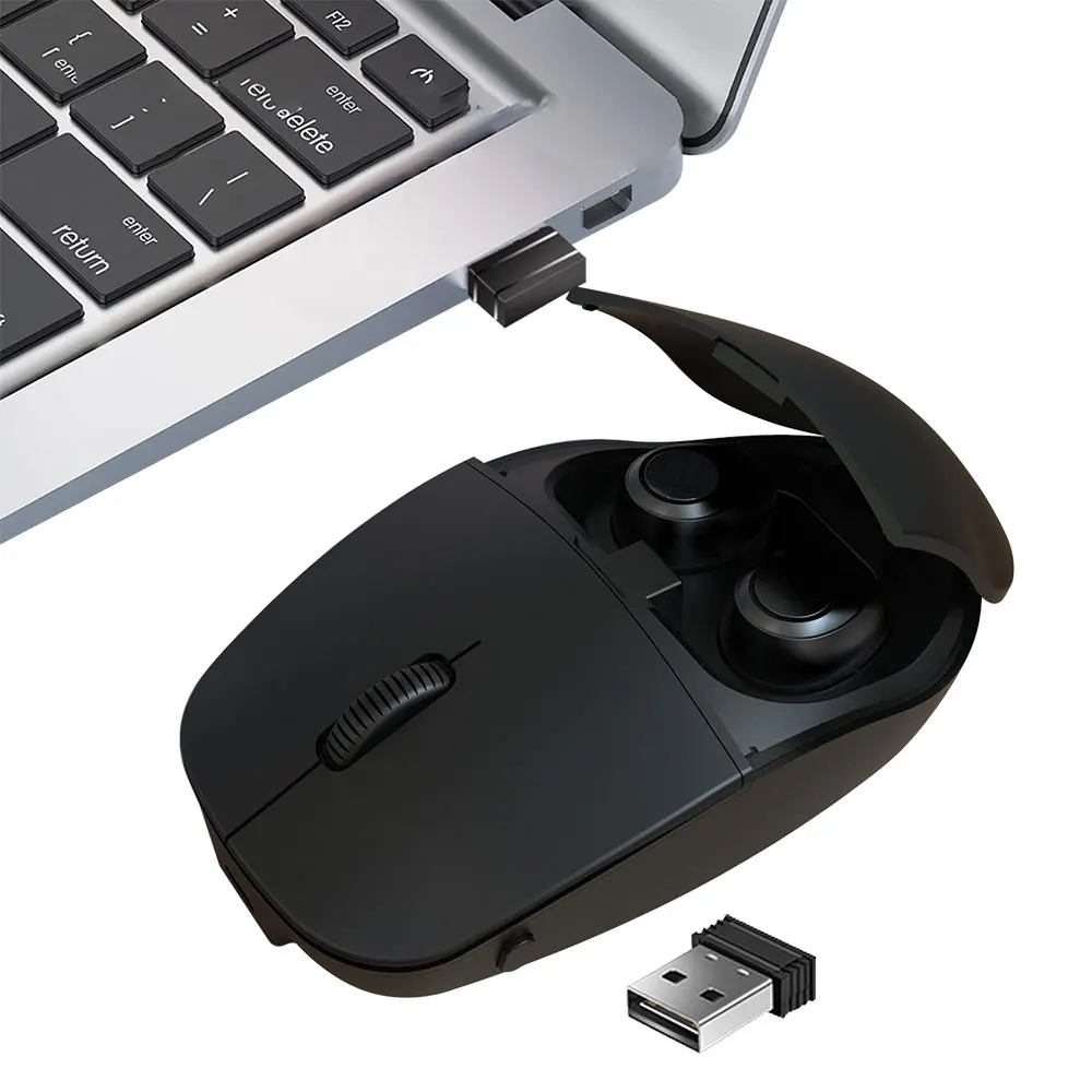 

2 In 1 Multifunction Wireless Mouse TWS Bluetooth Headset Audifonosdifon Inalambr Sports Waterproof Earphone