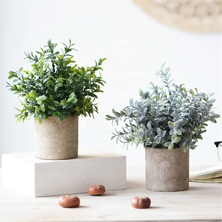 

QSLH-PE061 Mini Artificial Potted Plant with Pulp Paper Pots Succulent Plants for Office Desk Decor