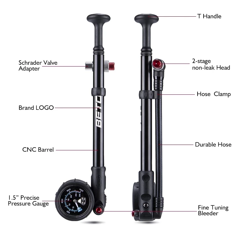 

Bike Shock Pump MTB Fork Rear Suspension Pump 400 PSI Air Hand Pump With Pressure Gauge Bike Inflator