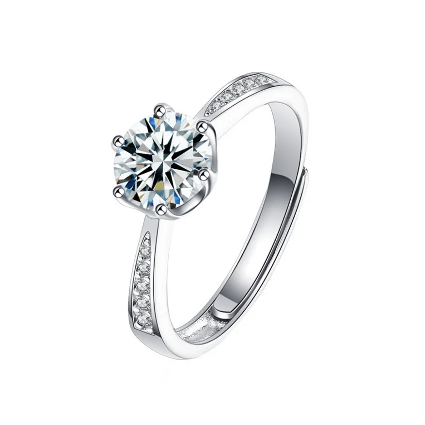 

Women Shiny 1 Carat Moissanite Propose Wedding Engagement Ring, Silver