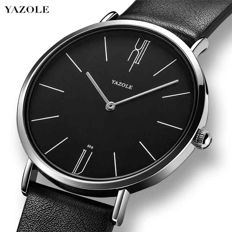 

Yazole 506 Men Waterproof Ultra Thin Quartz Watch For Men Fashion Simple Black Men Watch