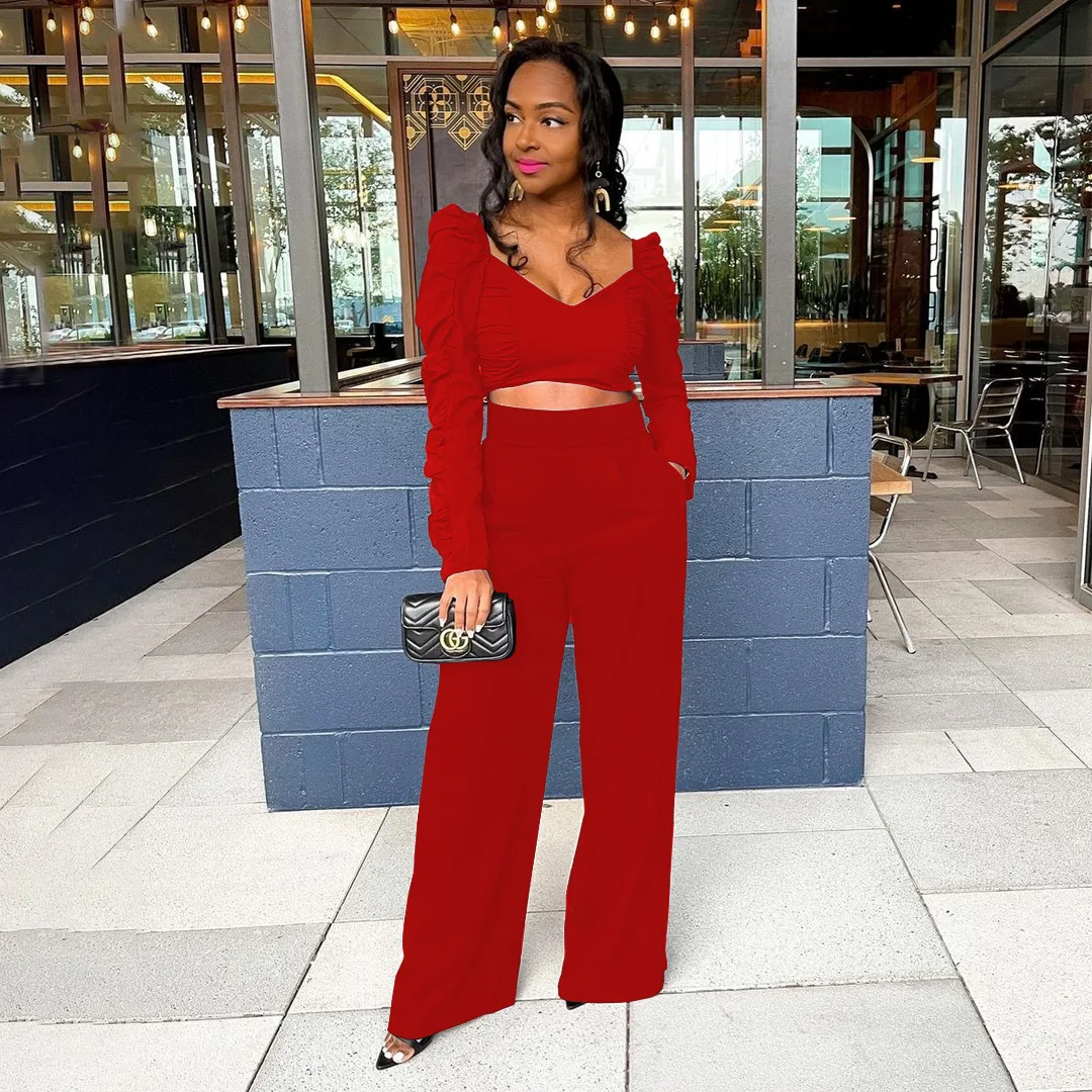 

SM9199 Hot sell luxury formal sets womens clothing two piece fashion fall 2021 custom family matching outfits sexy 2 pieces set