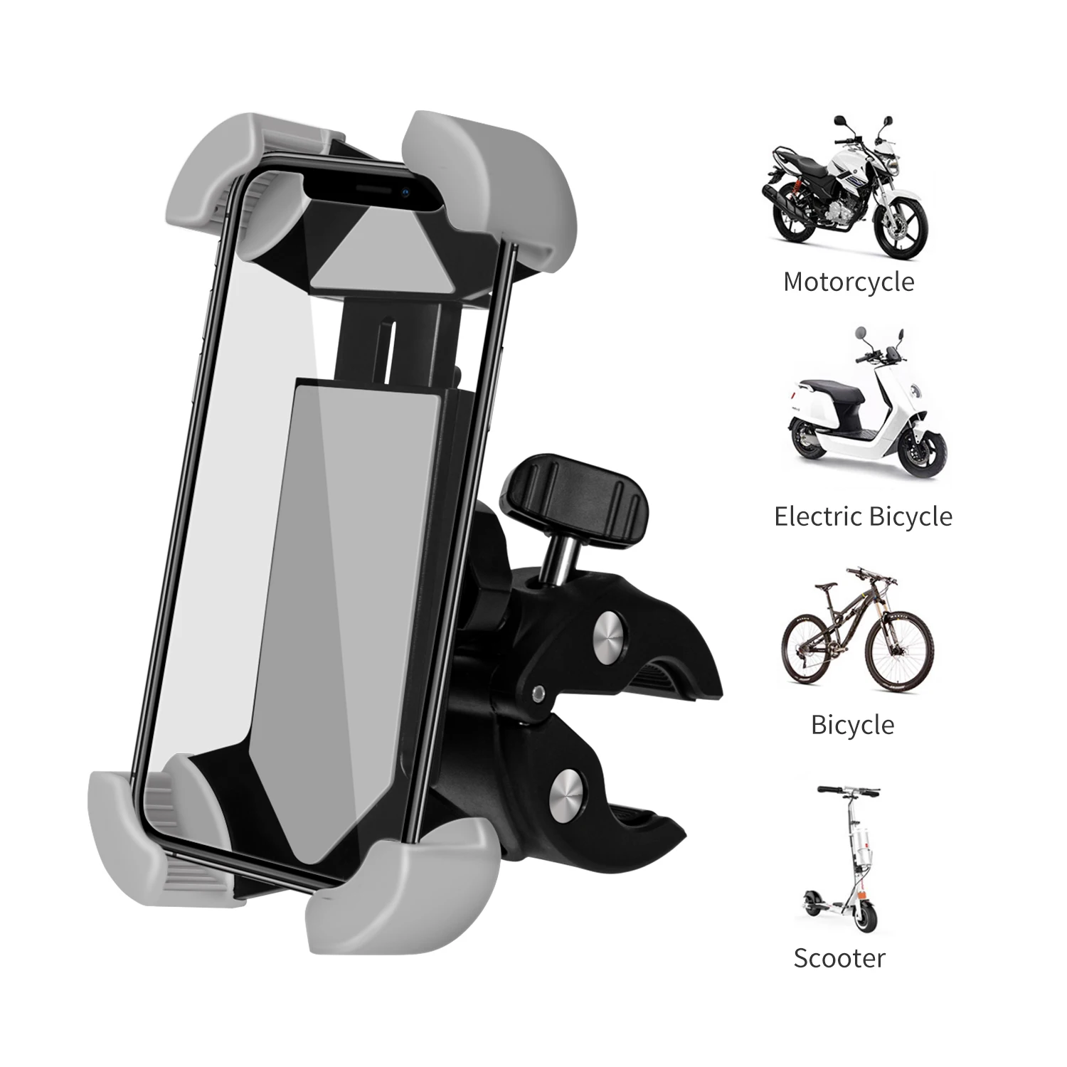 

soporte de para celular con abrazaderas para en la parq moto de cel bike mobile phone stand bracket holders for motorcycle bike, Black gray customized