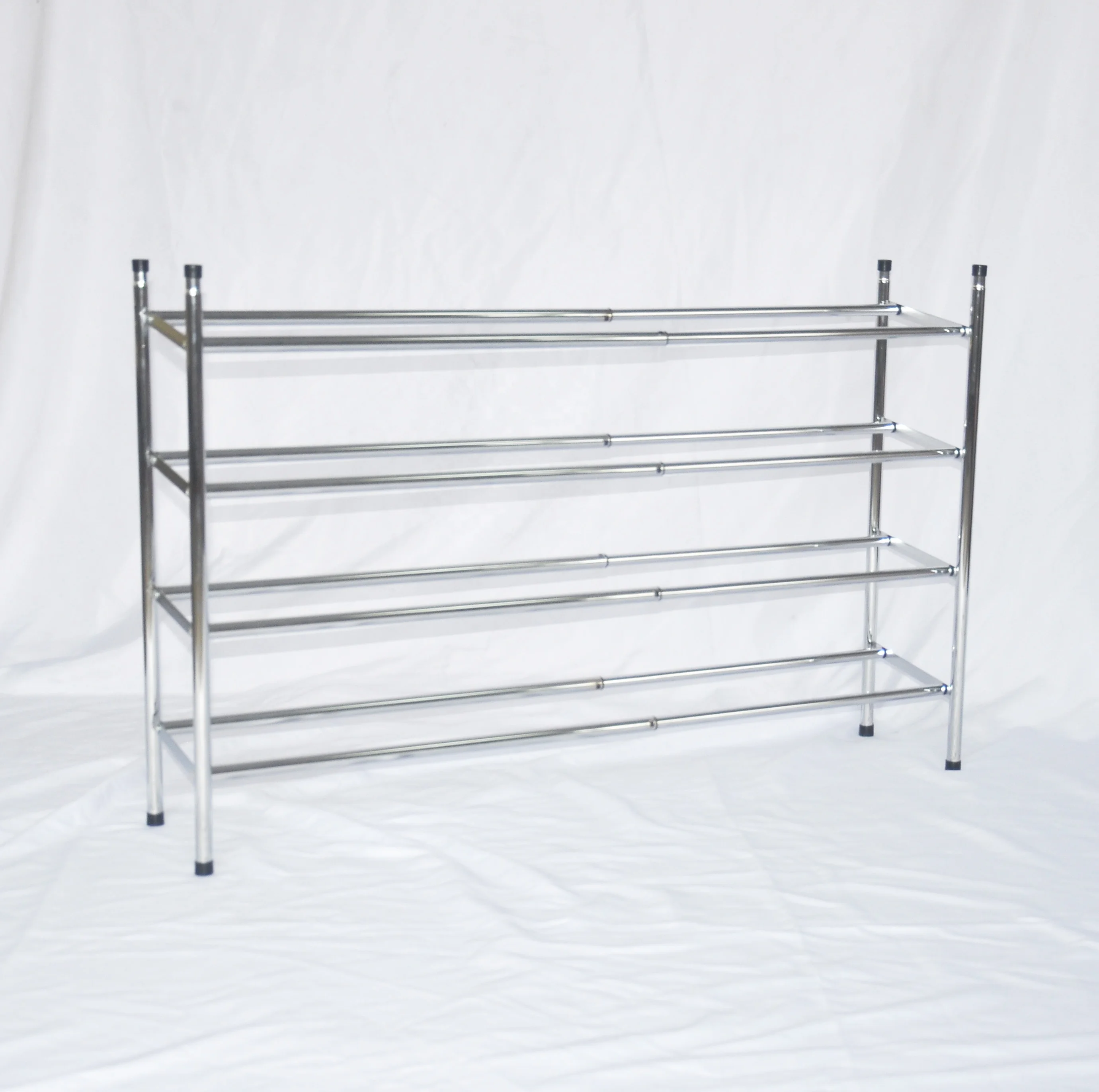 Easy To Assemble 4tier Stainless Steel Chrome Expandable Shoe Rack