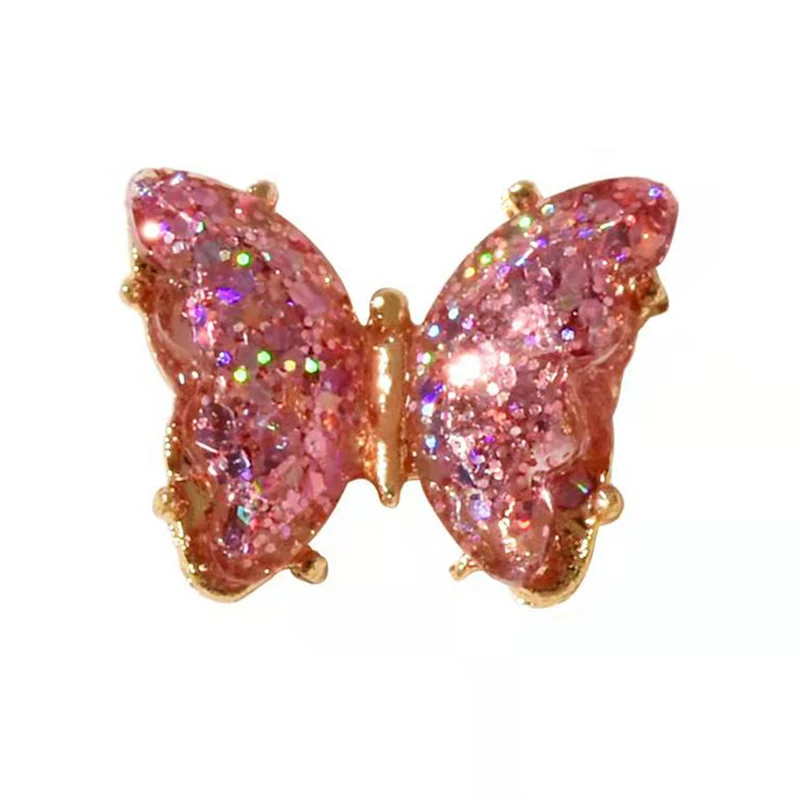 

3D Glitter Aurora Butterfly Rhinestone Luxury Nail Art Charms Beautiful Girls Gem Designs Acrylic Press On Tips Decoration