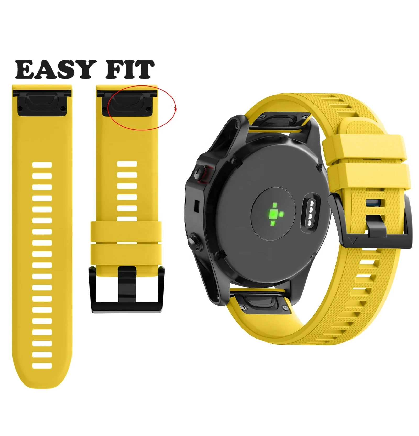 

26MM Easy Fit Quick Release Sport Silicone Watchband Watch Strap For Garmin Fenix 6X Pro 5X Plus 3 3HR