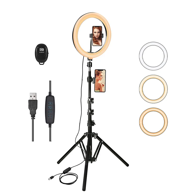 

New Gadgets Beauty Makeup Ring Light Selfie Vlog Online Video Conference Light with Tripod Stand Phone Holder