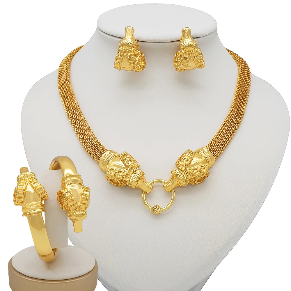 

neckless wholesale high qualitytraditional african necklace jewelry necklaces jewelry set girls BJW48, Gold silver