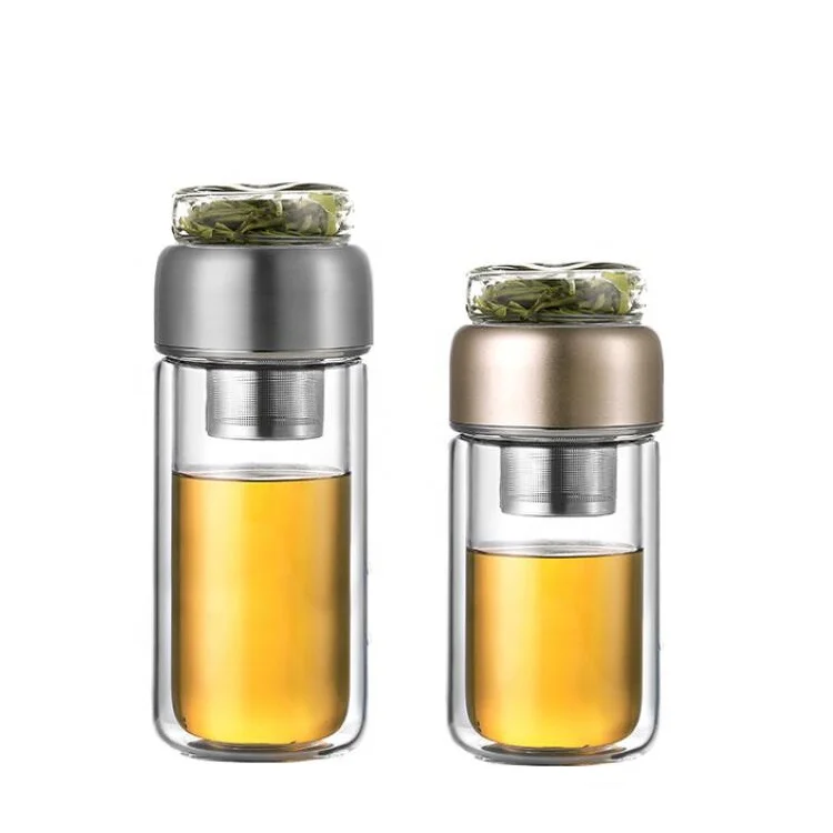 

Hotsale Portable Borosilicate Glass Tea Cup For Car With Tea Infuser Water Bottle With Custom Made Logo, Customized color