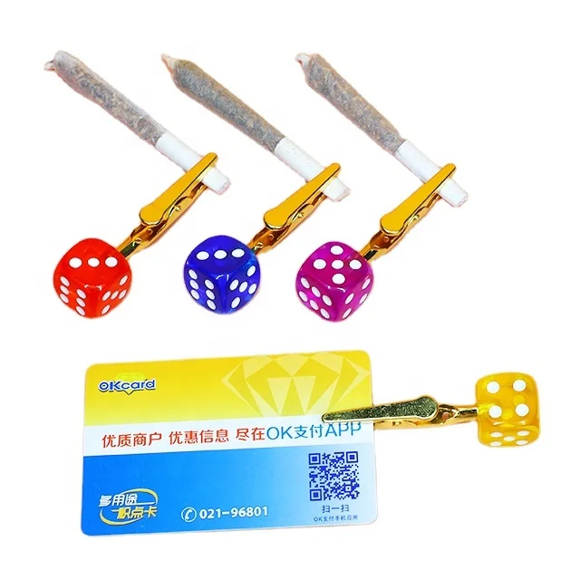 

UKETA funny dice design colorful strengthen cigarette holder roach holder clip for long nails
