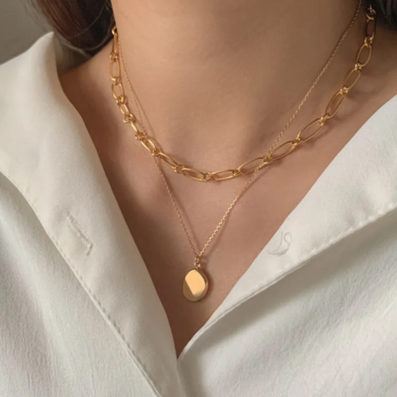 

Sland 45cm Gold Plated Stainless Steel Fashion Choker Necklace For Women Decor
