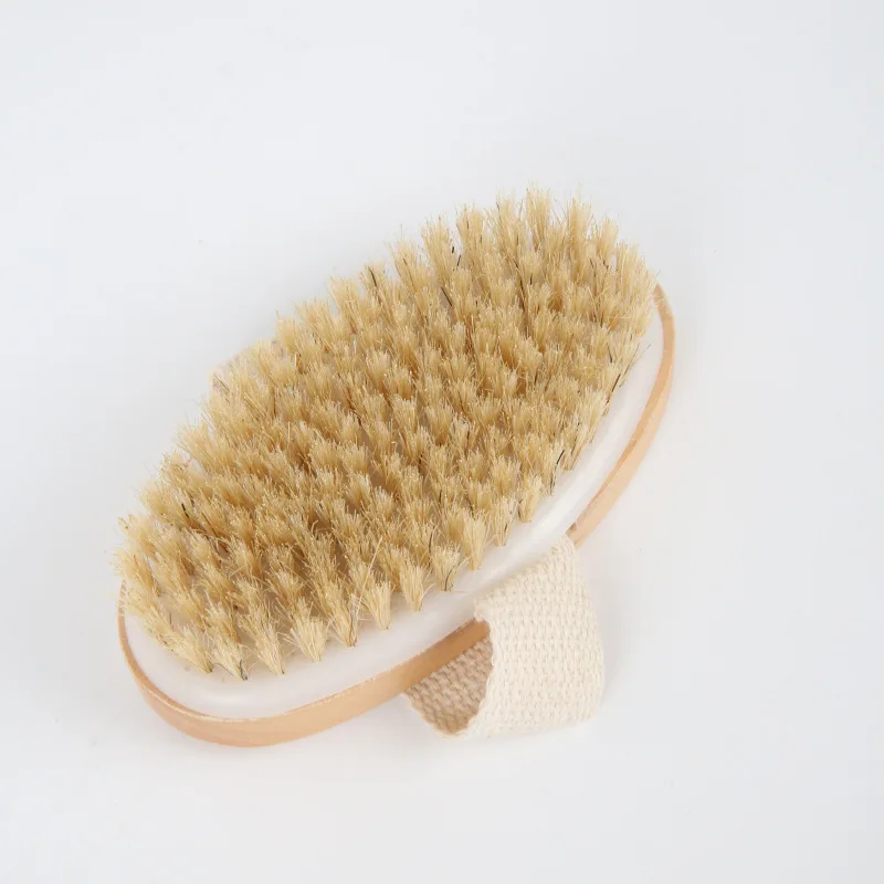 

Natural Sisal Bamboo Wooden Handle Bristle Exfoliating Shower Bath dry body Cleaner brush, White