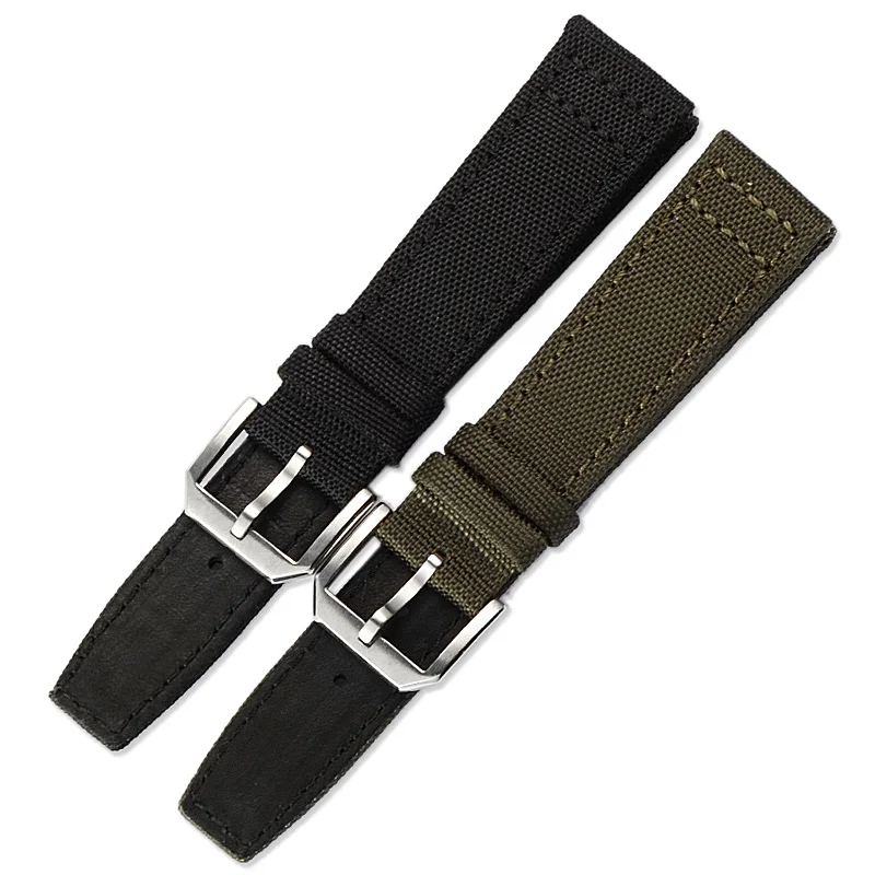 

Jinkaiyue 2 Pieces Canvas Watch Strap Quick Release Washed Canvas Watch Band For Apple, Black green