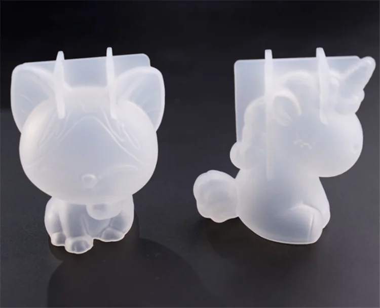 

Y1772 Shiny 3D cat silicone molds cute unicorn silicone resin molds for Diy, White