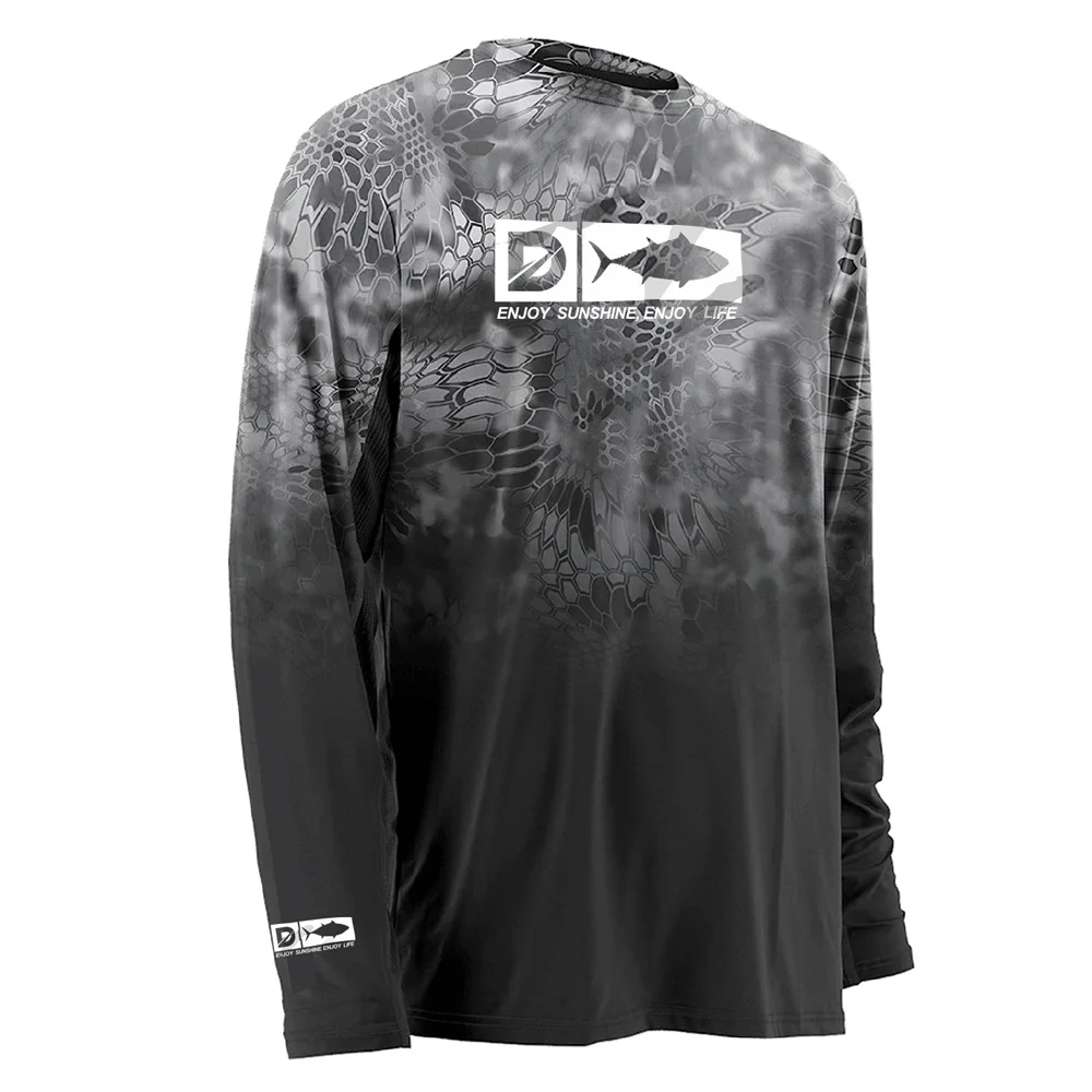 

Long Sleeve black camo shirts Fast Drying Breathable fishing clothes uv protection, Customized color, cmyk, match pantone color