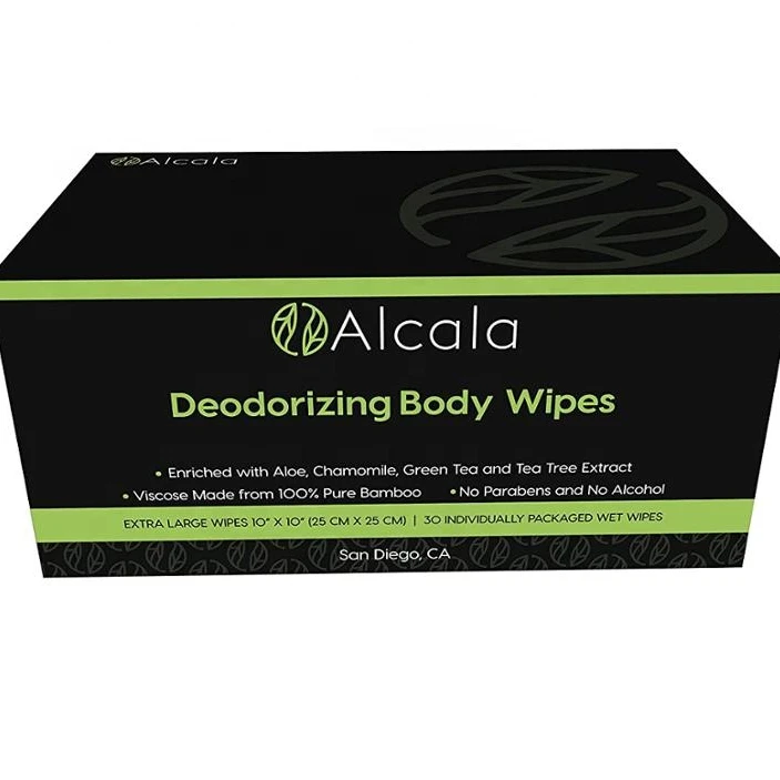 

Alcala deodorizing body wipes made from 100% pure bamboo