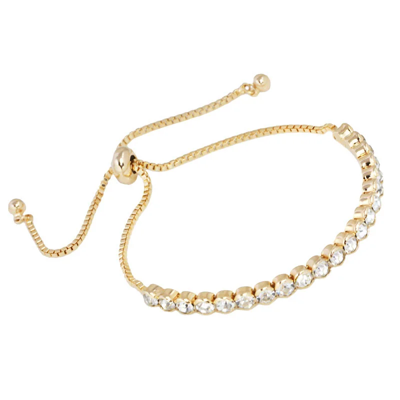 

Adjustable Length Bracelets Crystal Women's Jewelry Alloy Zircon Paved Tennis Bracelet