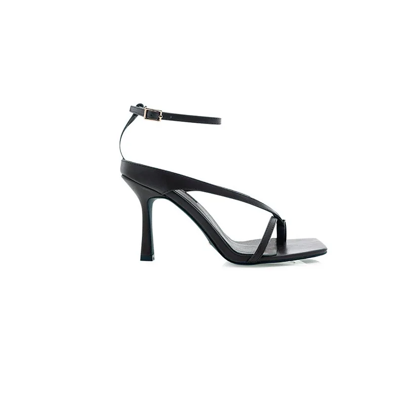 

Dropshipping Fashion Casual Ladies Sandals Solid Color Square Toe Flip-Flop Stiletto Ankle Belt Buckle Women Sandals