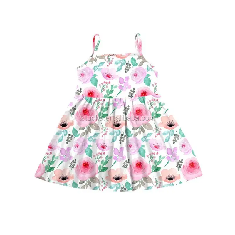 

Wholesale Price Children Boutique Clothing Sleeveless Girl Summer Clothes Kids Floral Dresses, Picture