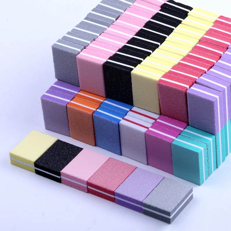 
10/25/50pcs lot Double-sided Mini Nail File Blocks Colorful Sponge Nail Polish Sanding Buffer Strips Polishing Manicure Tools 