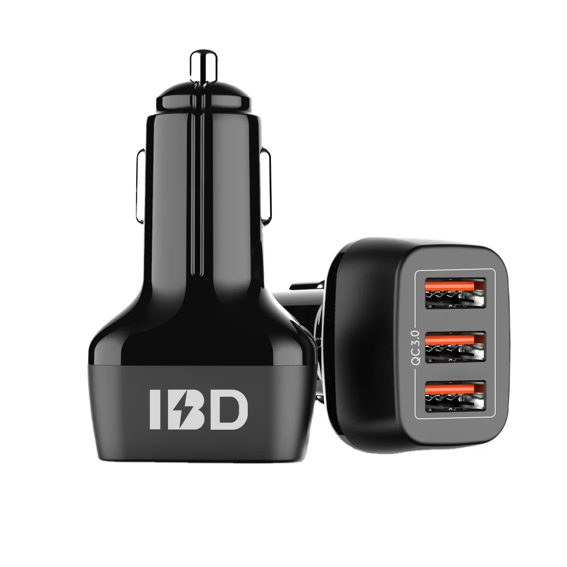 

IBD 2020 Quick Charge QC3+ Portable Car Charger 3 Ports For Huawei 3in1 Fast Charge Electric Car Charger for Samsung, Black oem