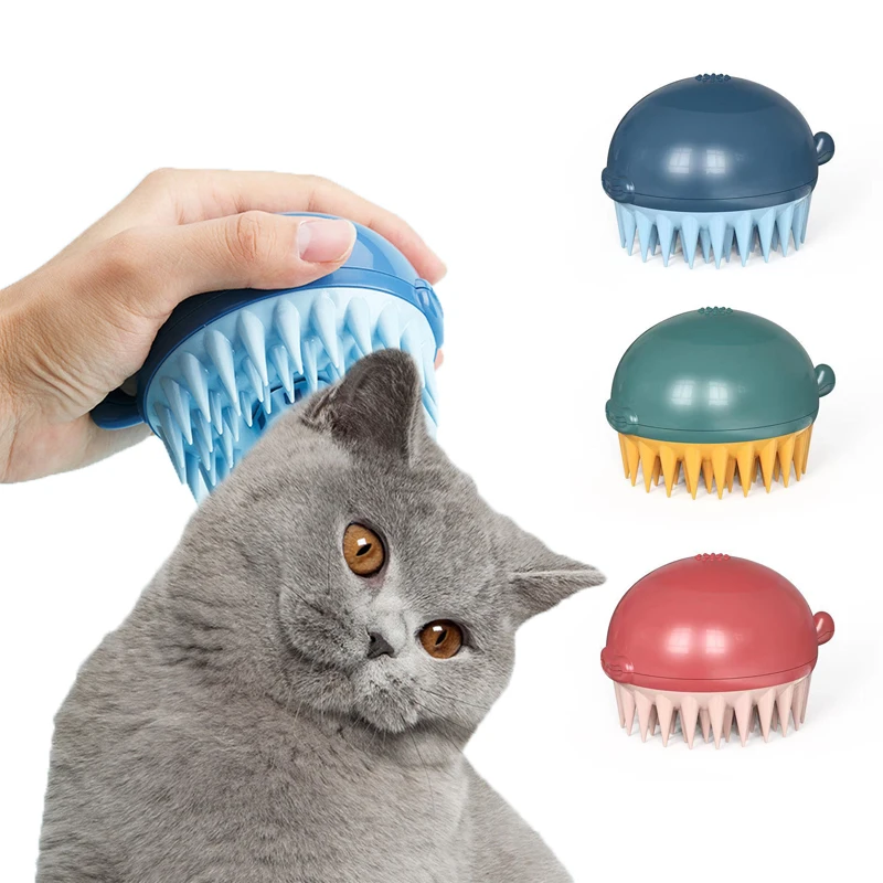 

Manufacturer Wholesale Rubber Pet Bath Brush Pet Hair Removal Brush Pet Cat Dog Grooming Massage Bath Brush, As picture