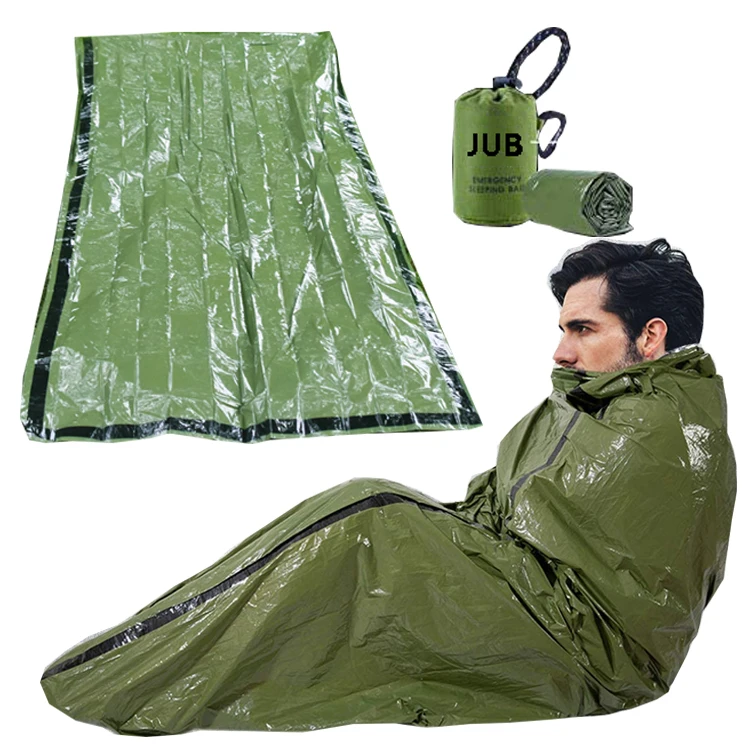 

Ultralight Thermal Survival Rescue Olive Green Sleeping Bag First Aid Bivy Mylar Emergency Sleeping Bag for Outdoor Camping, Army green