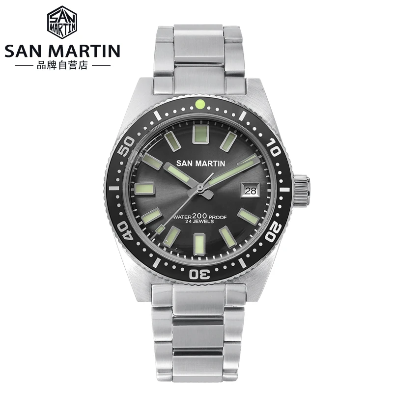 

RTS free ship 62MAS Automatic 200m Water Resistant Dome Sapphire Crystal Stainless Steel Men diving Watches Wristwatch for sale