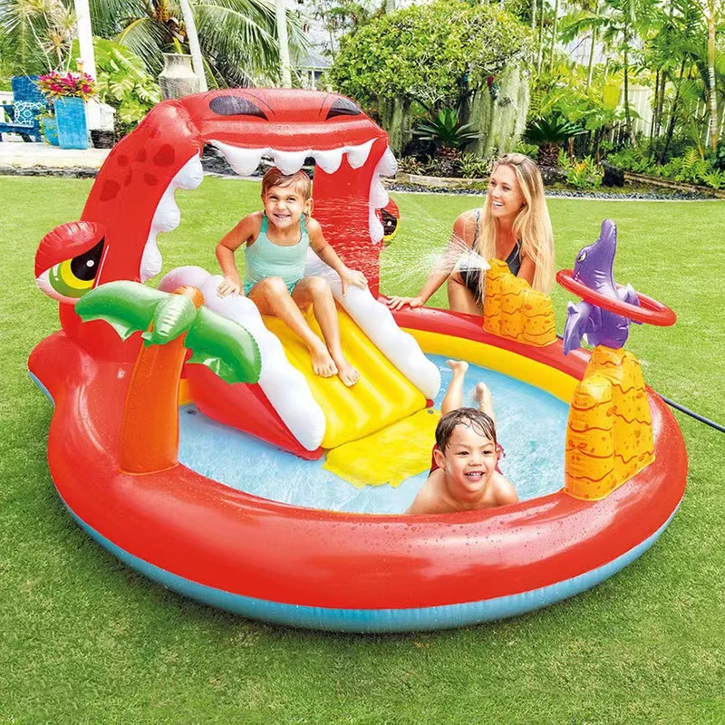 

INTEX 57163 HAPPY DINO PLAY CENTER Children's play pool inflatable swimming pool Children's amusement park Security activity poo, Multicolor , as picture