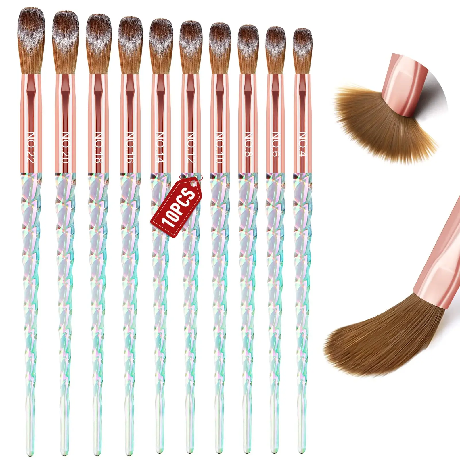 

Kolinsky Acrylic Brushes for Acrylic Application Crystal Texture Nail Brushes for Acrylic Powder Nail Salons Beauty Nail tool