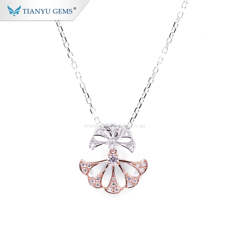 

Tianyu Gems Gold Jewelry 14K White and Rose Gold Trendy Necklace Moissanite Pendant