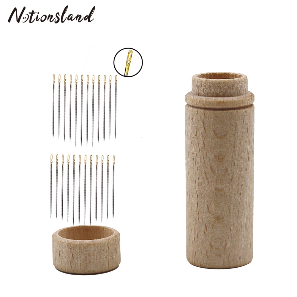 

Sewing Needle & Mini Wooden Embroidery Needle Storage Case DIY Needlework Sewing Tools