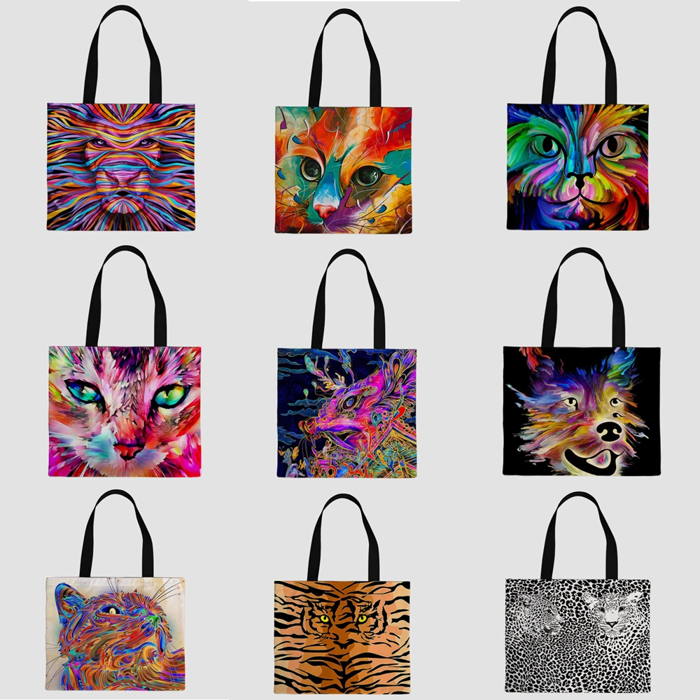 

custom Animal camouflage print on demand image polyester foldable eco friendly shopping tote bag