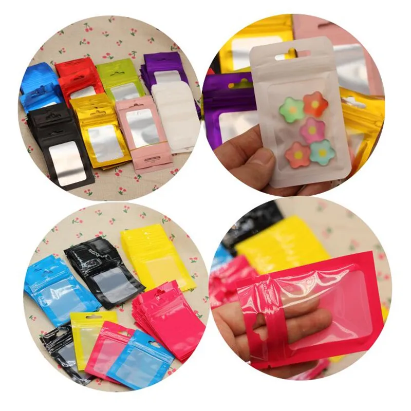 

Resealable Ziplock Packaging Flat Pouches Package Zipper Plastic Bag Home Storage Bag Jewelry Gift Bags for DIY Decoration