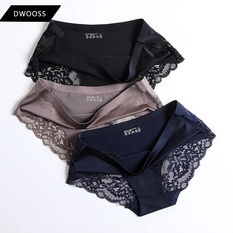 

Ladies Sexy Briefs Seamless Lace Women's Panties Plus Size Satin Ice Silk Plus Size Women's Underwear, Customized colors