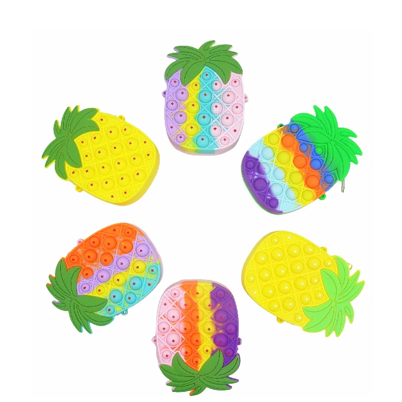 

Best Selling pineapple novelty kawaii Push fidget crossbody coin bag purse