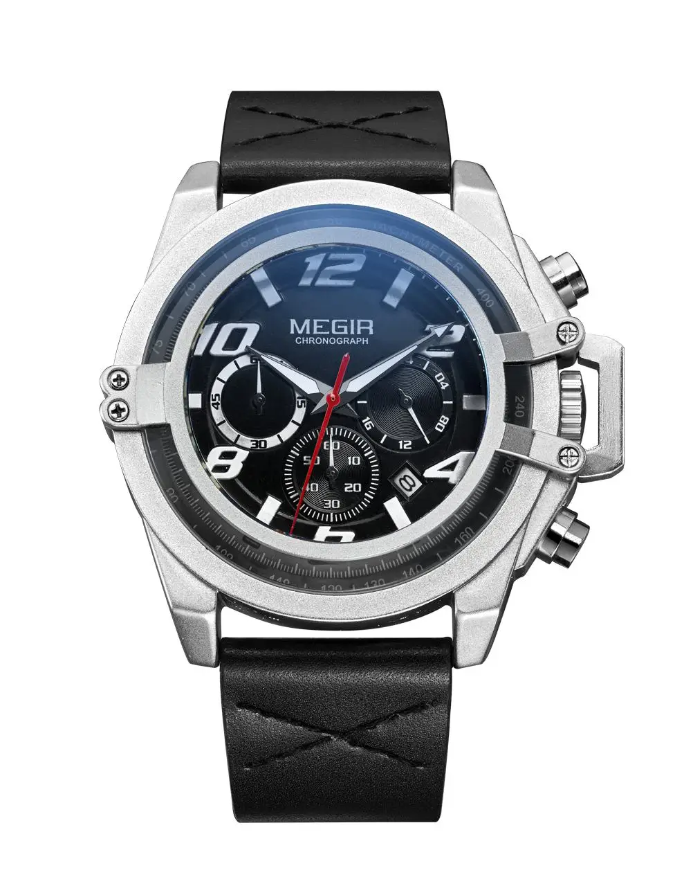 

megir quartz watch 2052 custom logo Chronograph Men's Watches Leather Strap Waterproof Quartz Watch Man