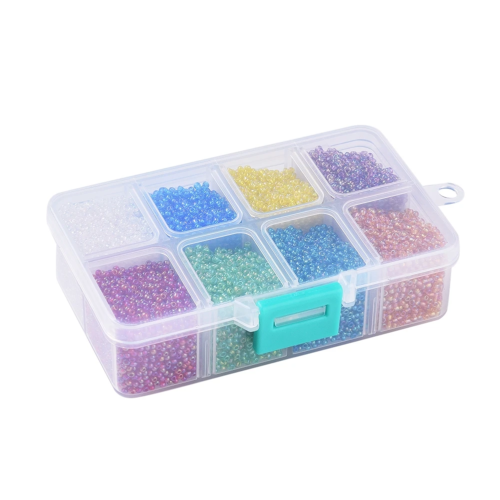 

Pandahall 12/0 Transparent Colours Rainbow Glass Seed Beads