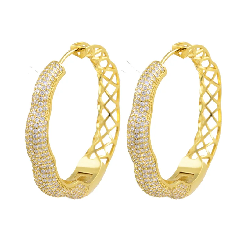 

ER0003-27 New Fashion Earrings Mosaic Cubic Zircon Stone Circle Earring, Picture