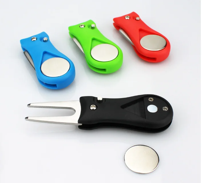 

Plastic handle assorted color retractable golf green divot tool