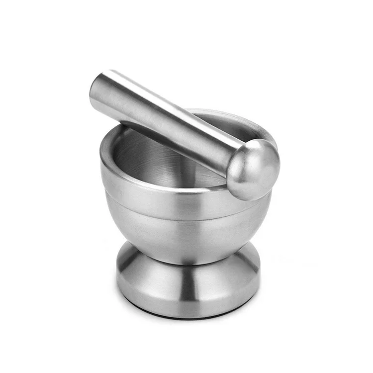 

Stainless Steel Mortar Pestle Garlic Pounder Spice Mill Pharmacy Herbs Bowl Crusher Grinder Cooking Gadgets Tool, As shown