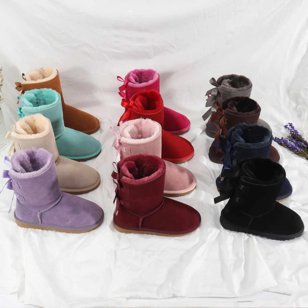 

New arrival beautiful women and girls snow lady boot with silk ribbons