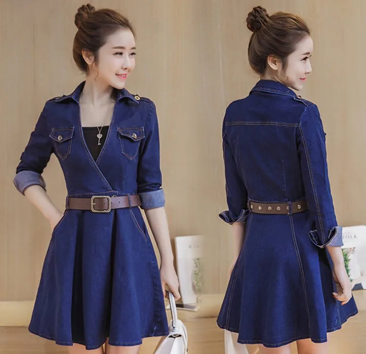 

zm52207h Autumn women popular denim dress 2020 Korean style dress, As pic