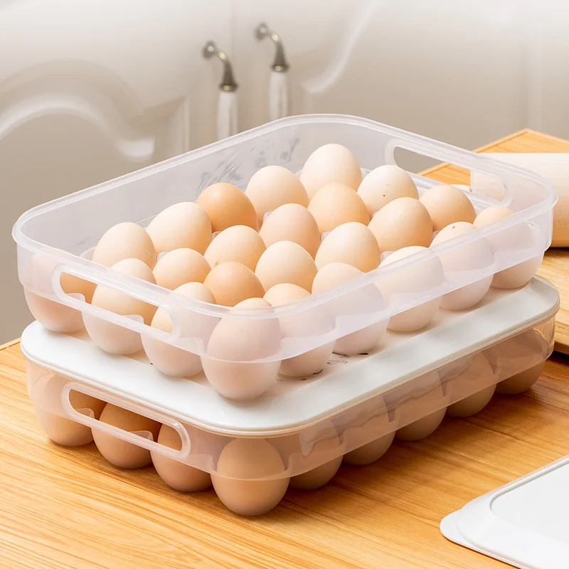 

High Quality Food Grade Portable Household Plastic Organizer Case Holder Box Fridge Freezer 24 Eggs Container Storage Boxes