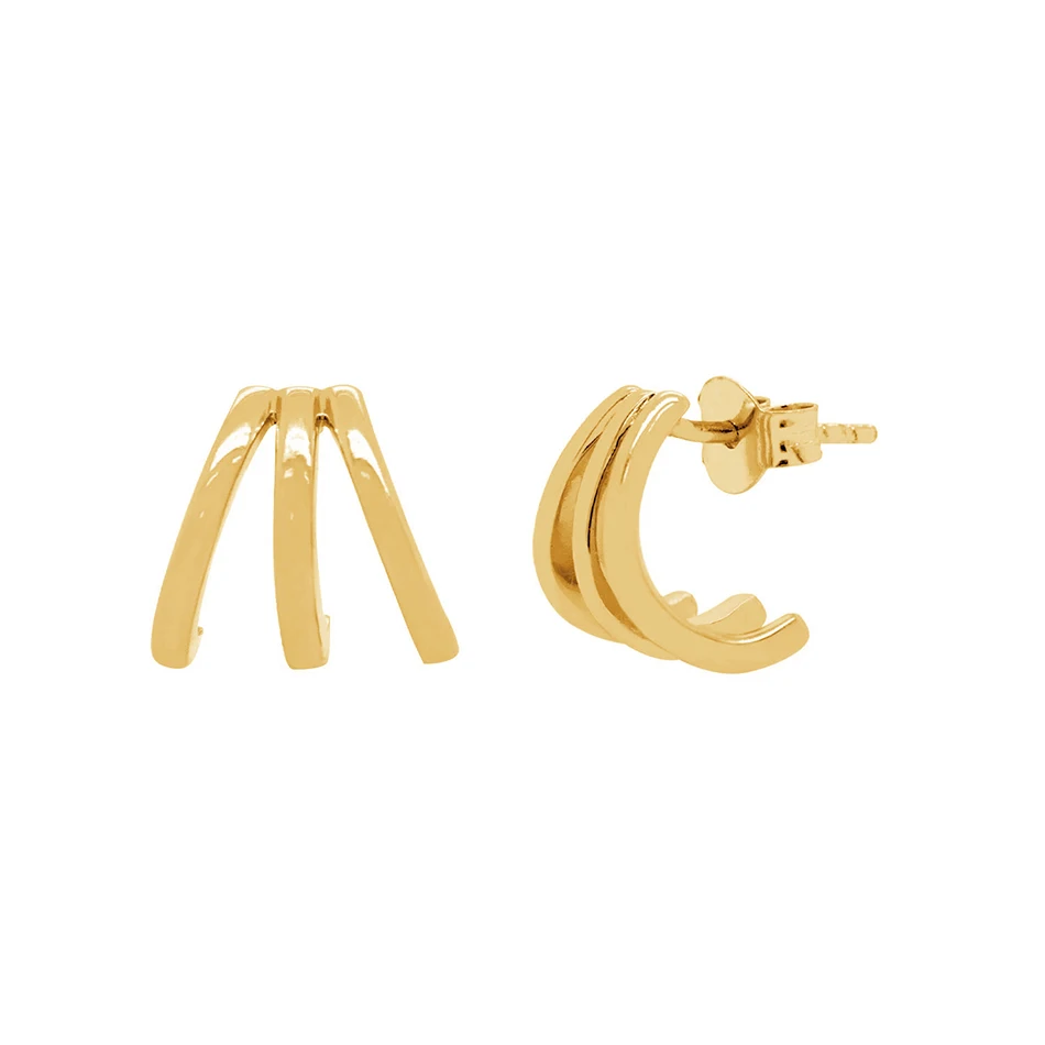 

Wholesale Fine Jewelry Earrings For Women 925 Sterling Silver 18K Gold Plated Triple Huggie Hoop Earrings